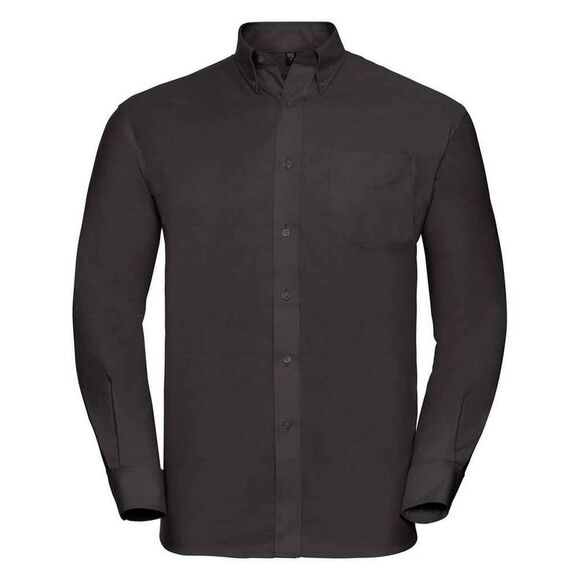 Russell Collection Mens Oxford Easy-Care Long-Sleeved Formal Shirt / Black